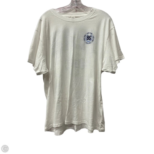 Athletic Top Short Sleeve By Pink In White, Size: Xl