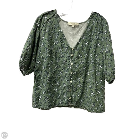 Top Short Sleeve By Loft In Green, Size: L