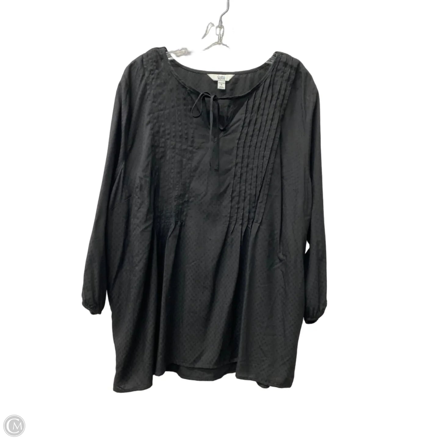 Top Long Sleeve By Croft And Barrow In Black, Size: 1x
