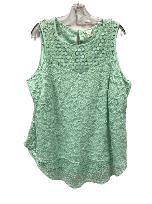 Green Top Sleeveless By Cato, Size: 1x