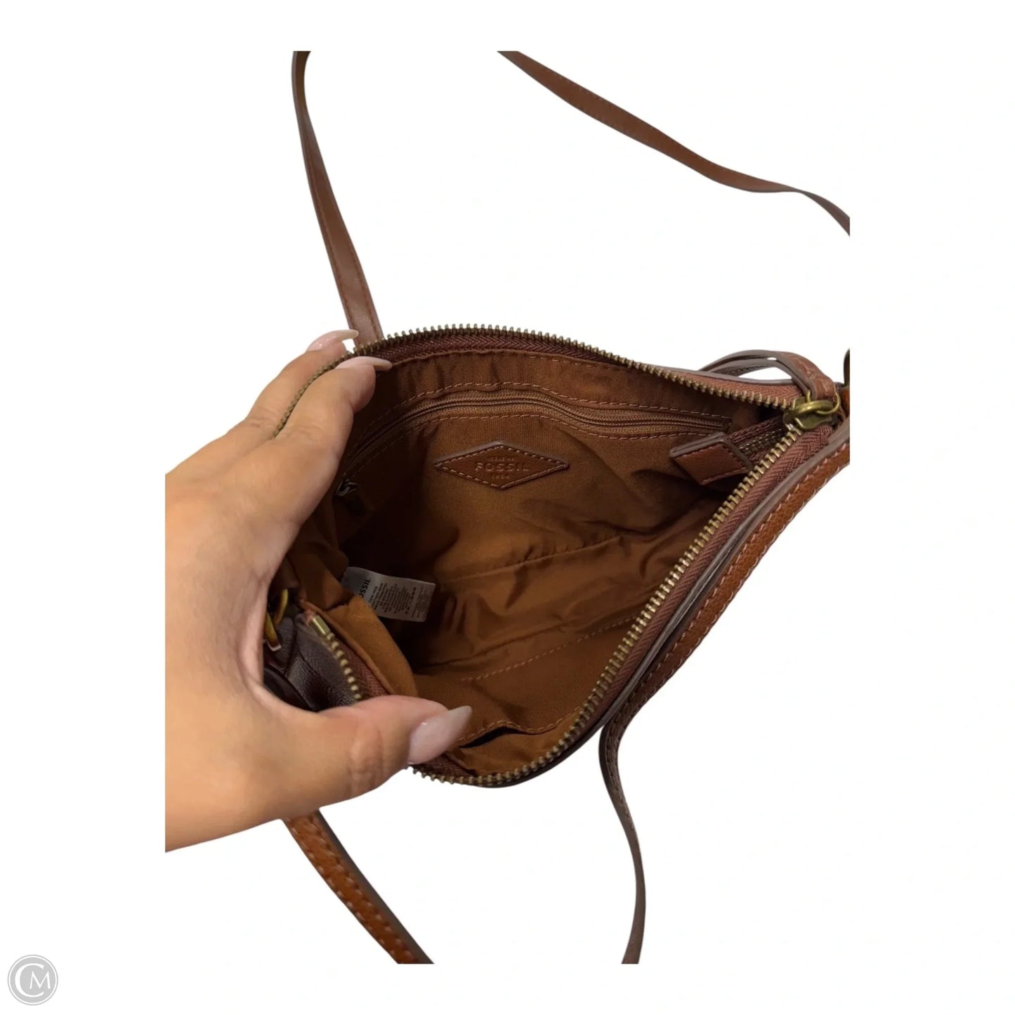 Crossbody Leather By Fossil, Size: Small