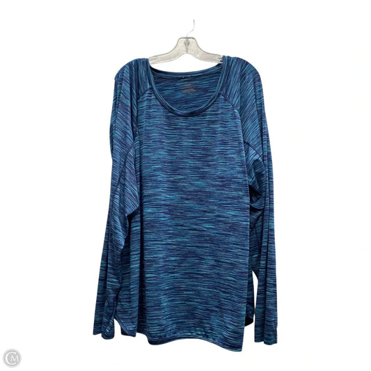 Athletic Top Long Sleeve Crewneck By Karen Scott In Blue, Size: 3x