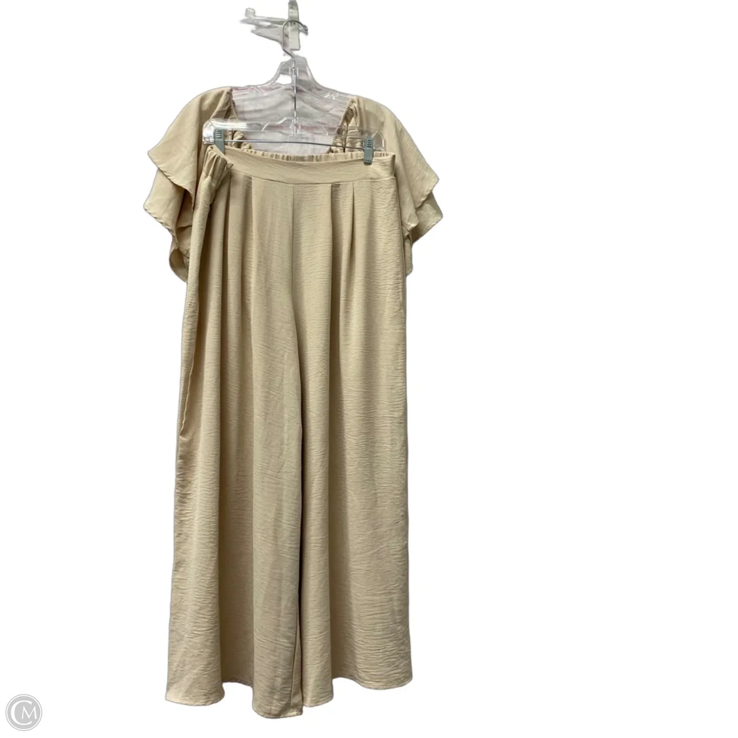 Top 2pc Short Sleeve By Shein In Tan, Size: 1x