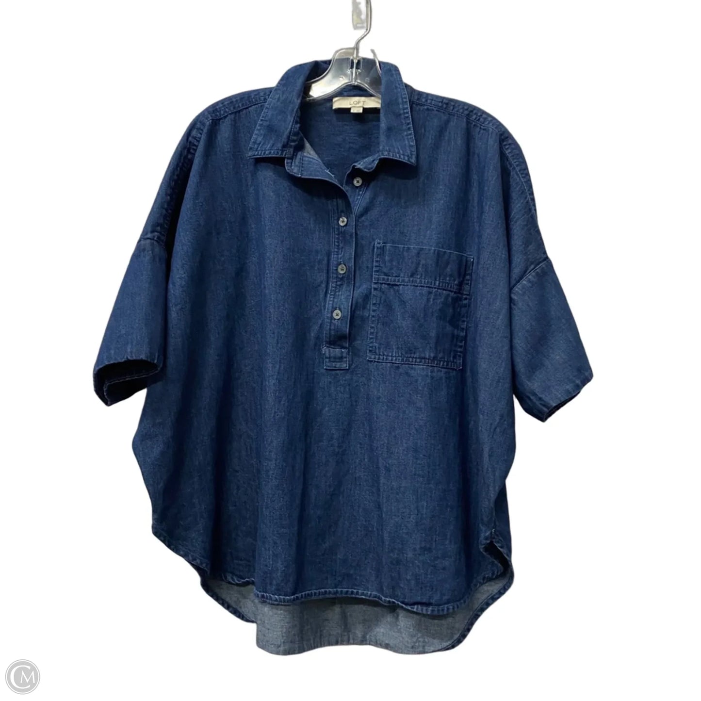 Top Short Sleeve By Loft In Blue Denim, Size: S