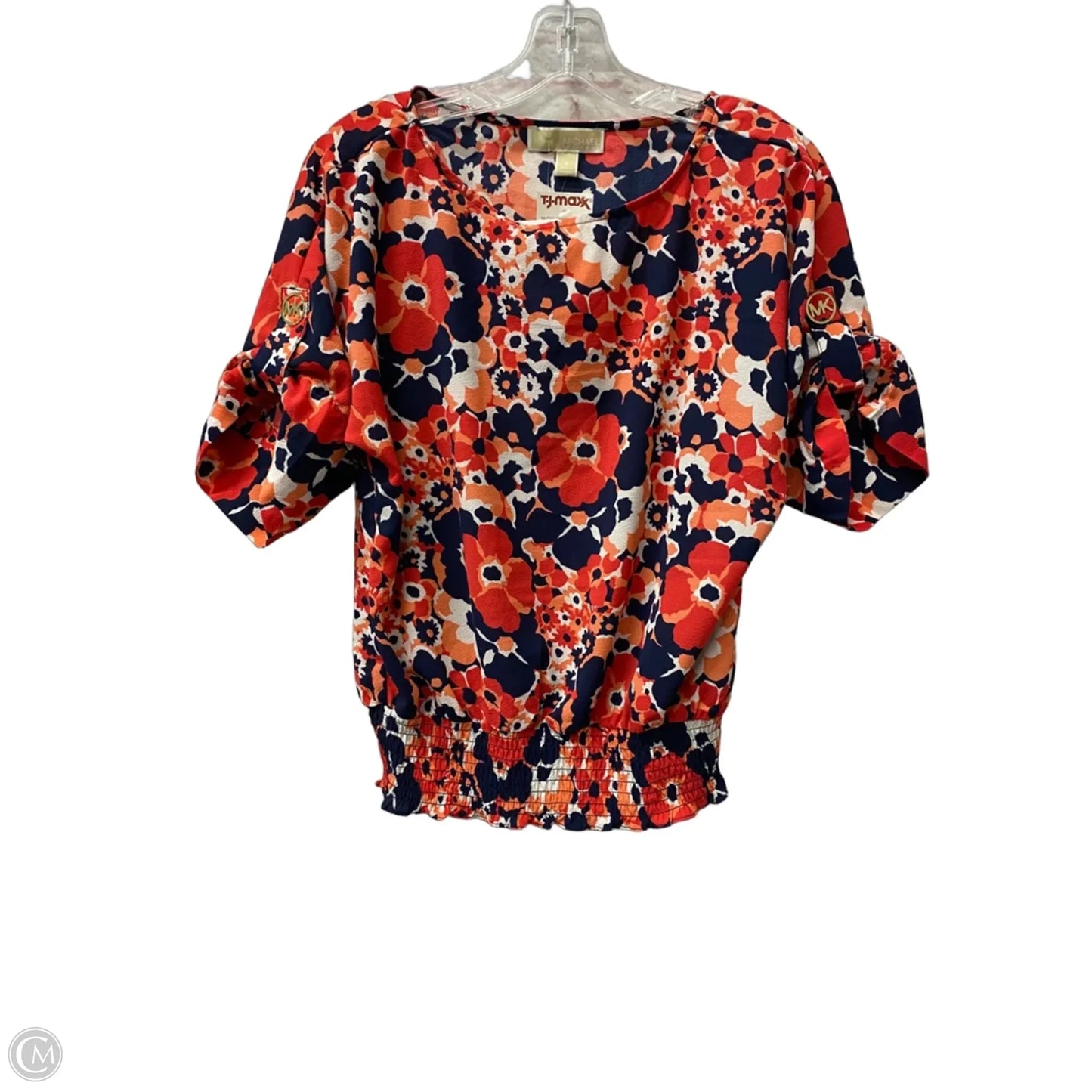 Top Short Sleeve By Michael By Michael Kors In Red & Silver, Size: S