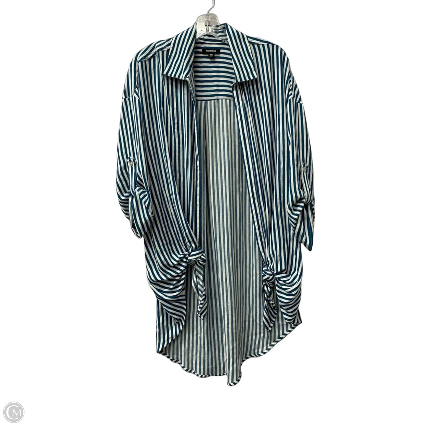 Cardigan By Torrid In Blue & White, Size: 0
