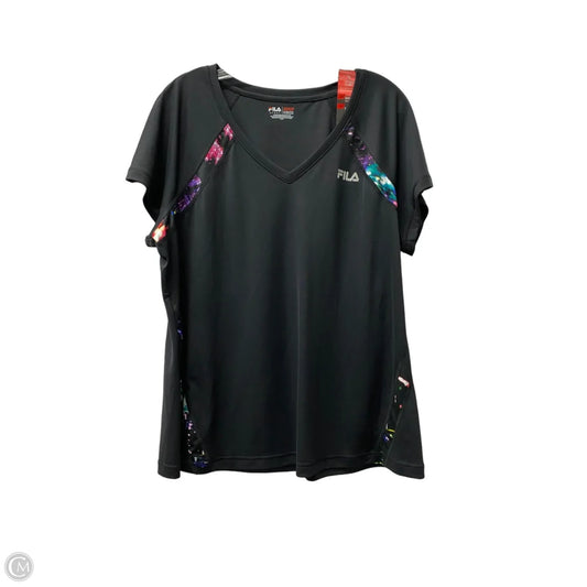Athletic Top Short Sleeve By Fila In Black, Size: 1x