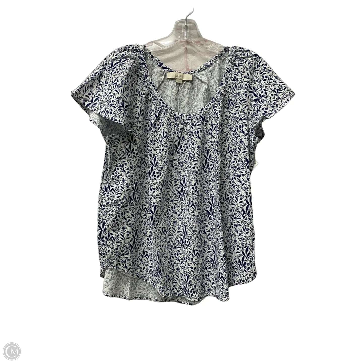 Top Short Sleeve By Loft In Blue & White, Size: M