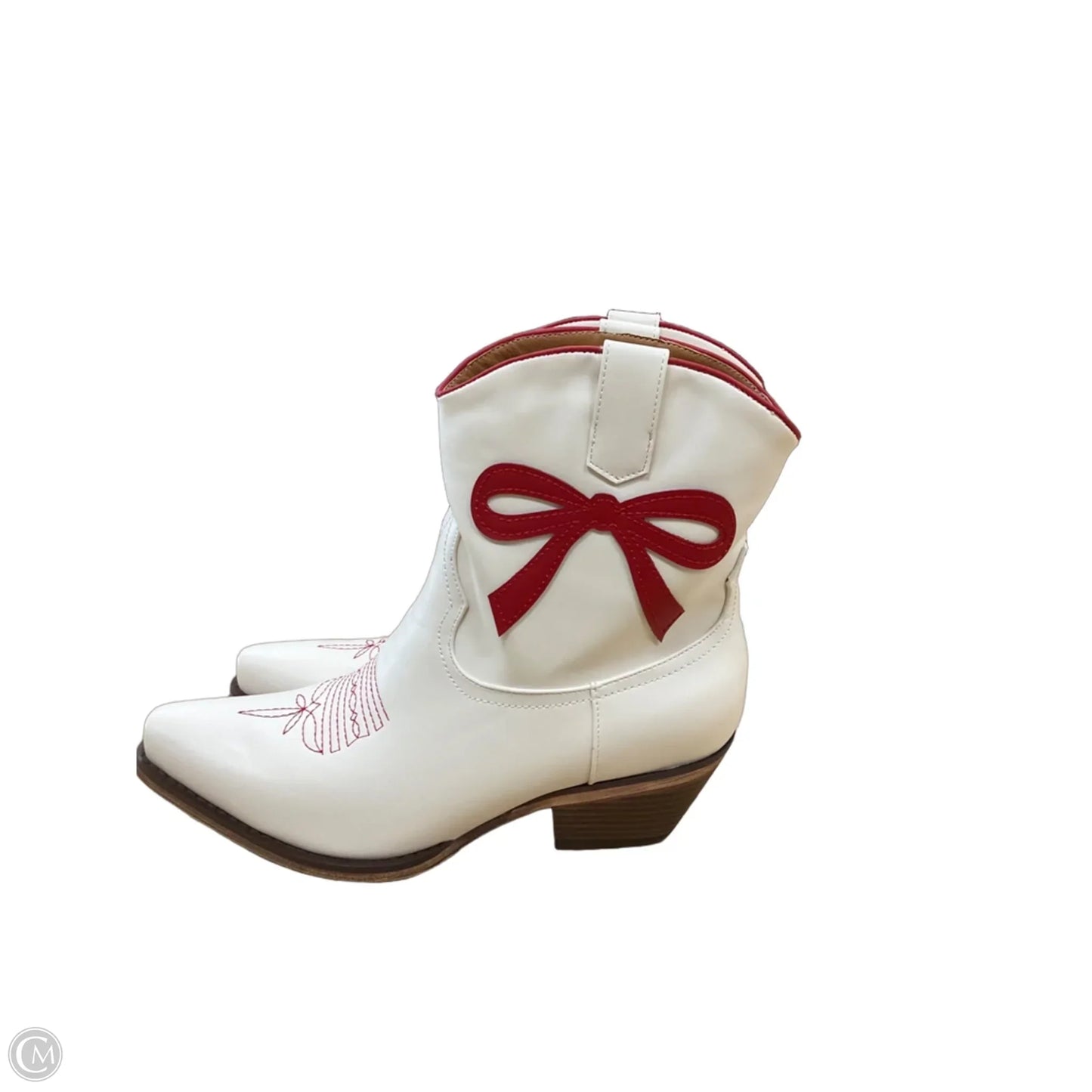 Boots Ankle Heels By Clothes Mentor In White, Size: 6.5