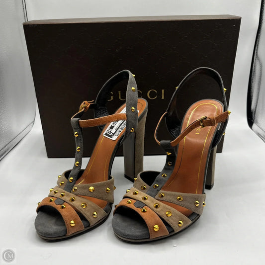Sandals Luxury Designer By Gucci In Brown, Size: 6.5