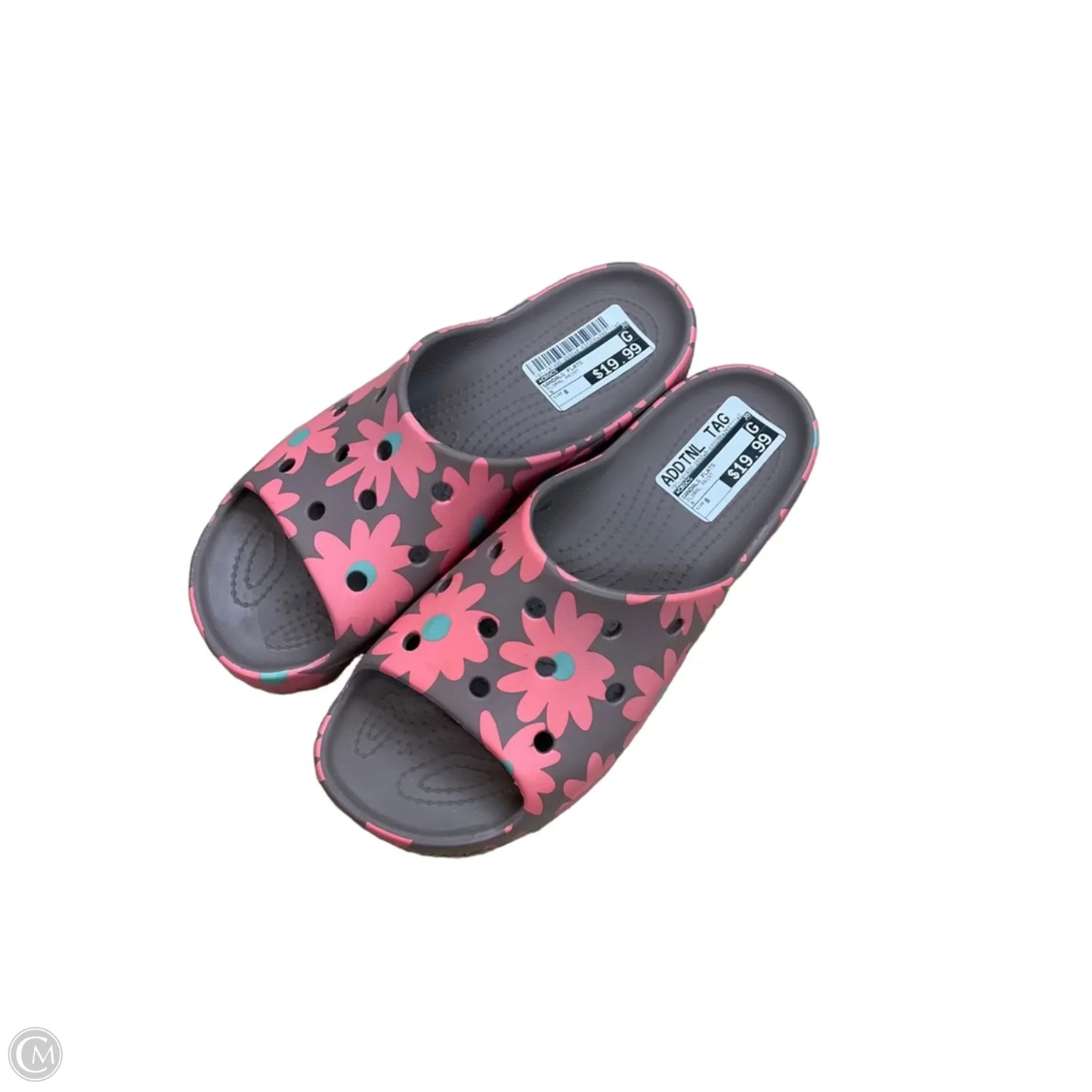 Sandals Flats By Crocs In Floral Print, Size: 8