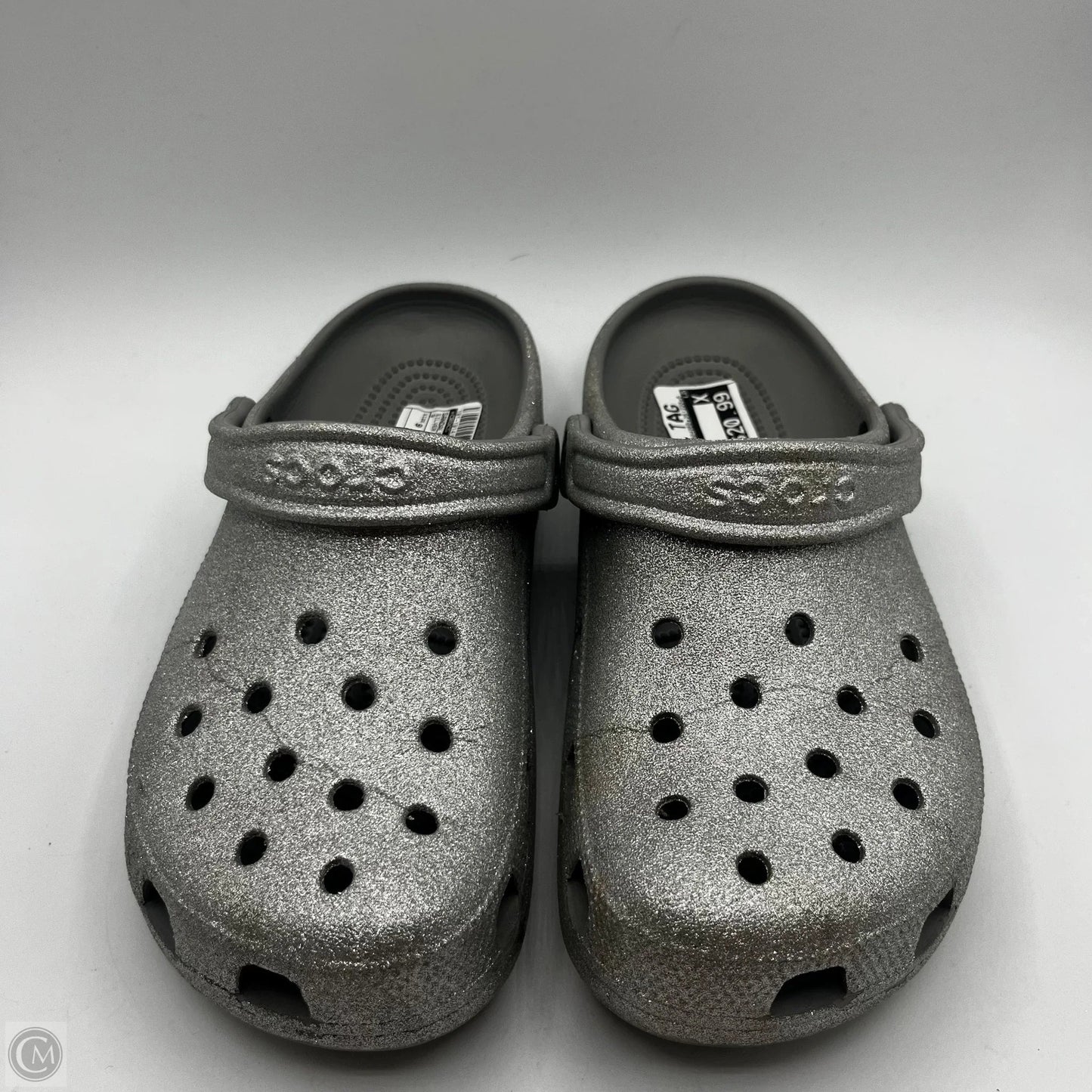 Sandals Flats By Crocs In Silver, Size: 9