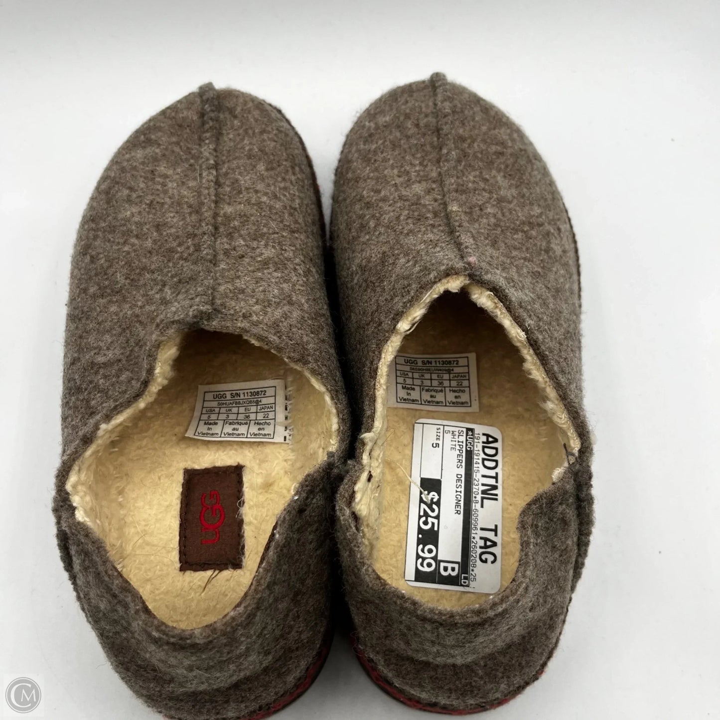 Slippers Designer By Ugg In White, Size: 5