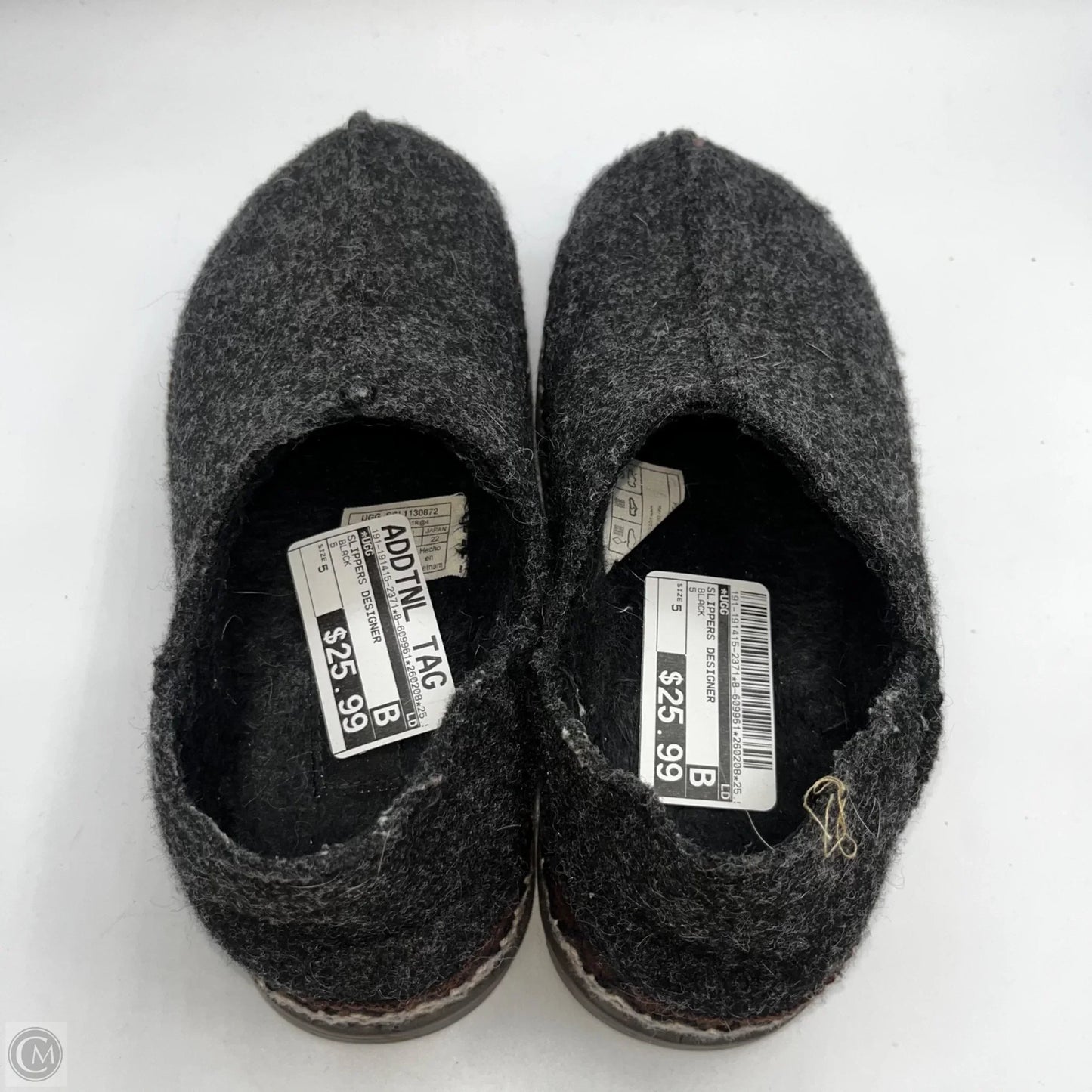 Slippers Designer By Ugg In Black, Size: 5