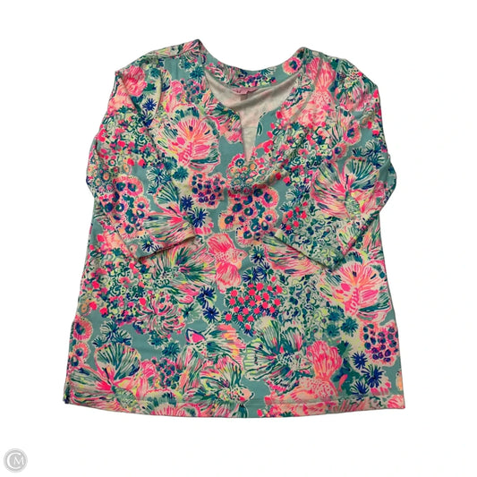 Top 3/4 Sleeve Designer By Lilly Pulitzer In Blue, Size: Xl