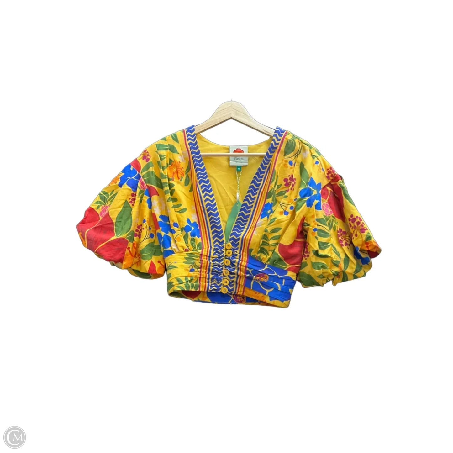 Top Short Sleeve By Farm Rio In Floral Print, Size: Xs