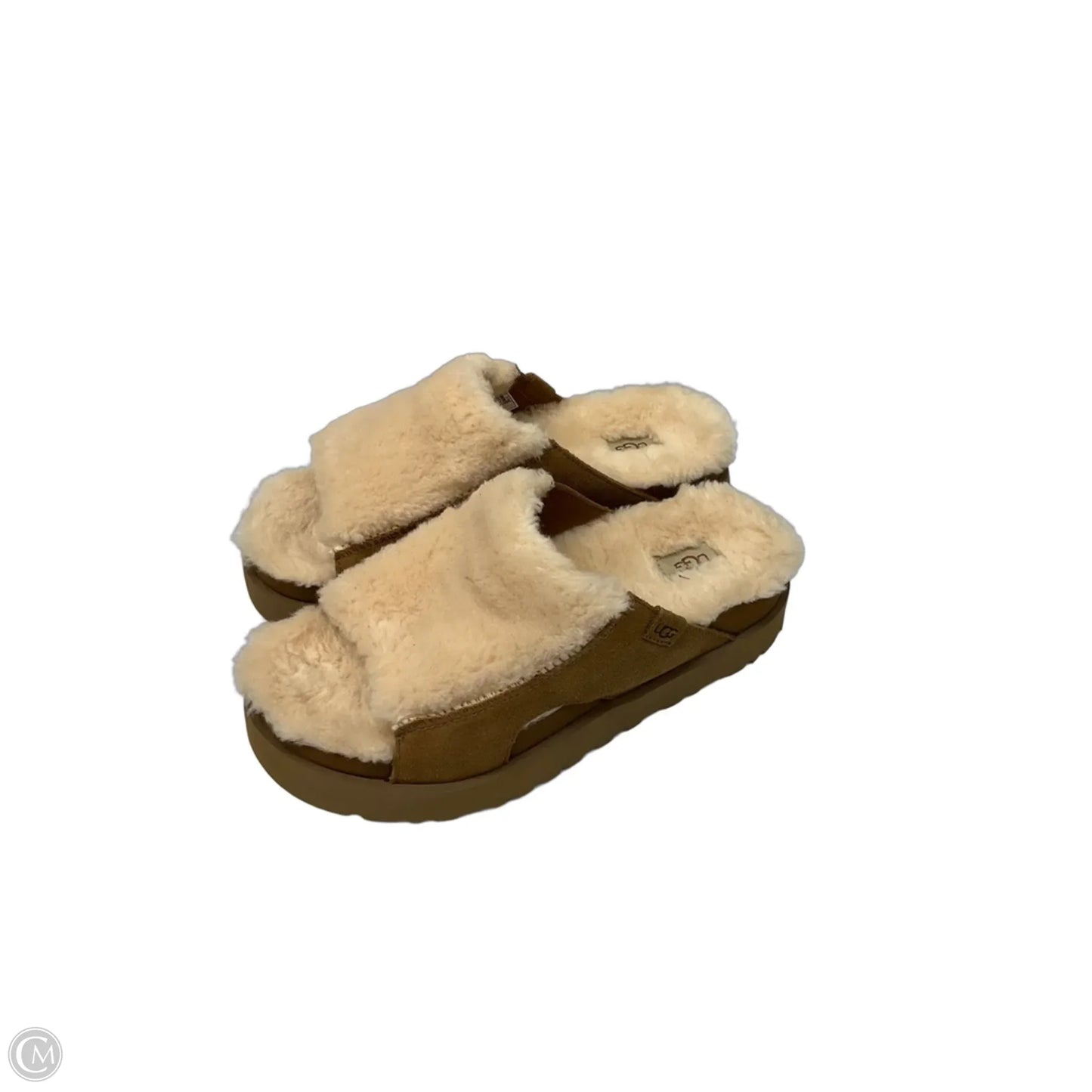Slippers Designer By Ugg In Tan, Size: 9