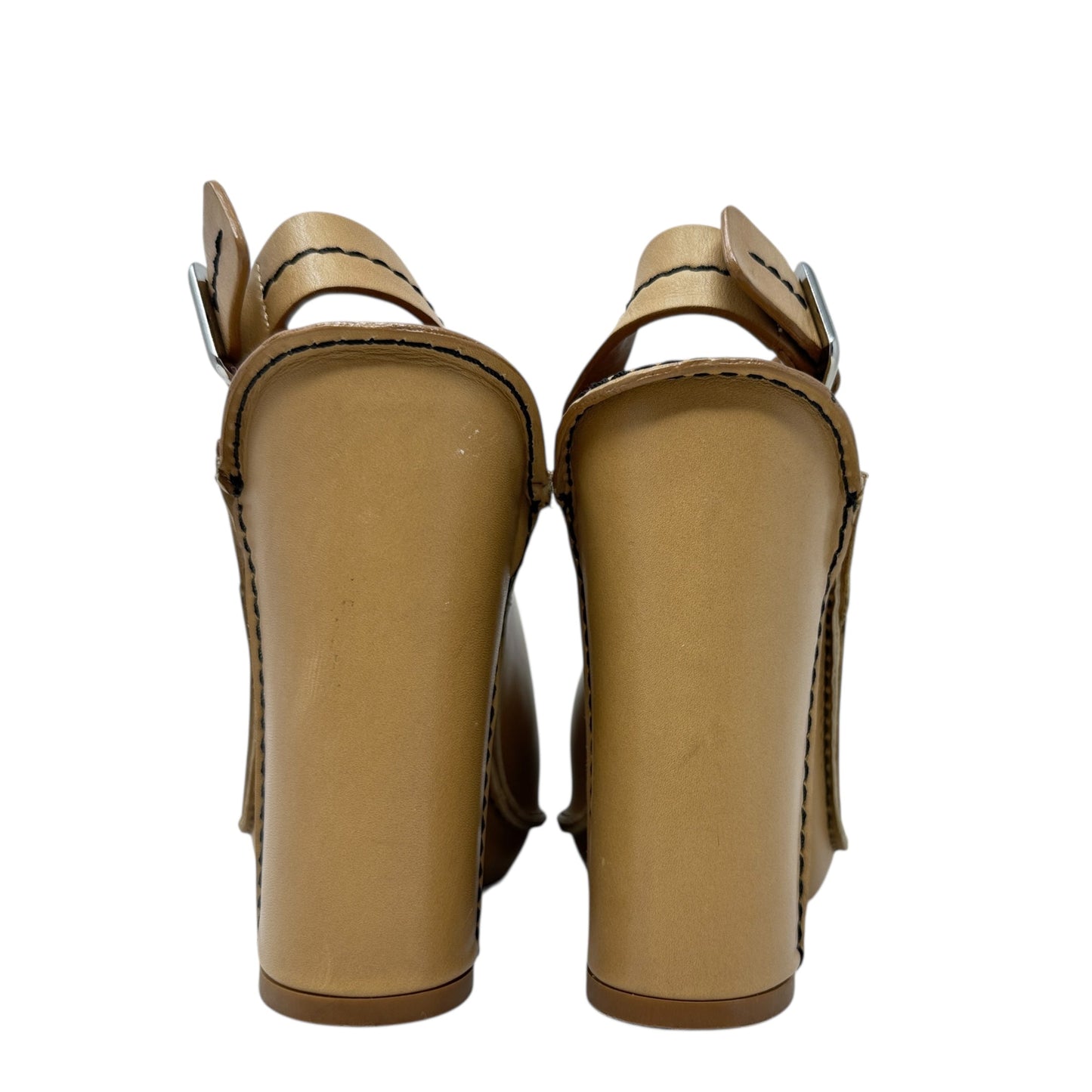 High Heel Slingback Mules Luxury Designer By Chloe In Tan, Size: 9