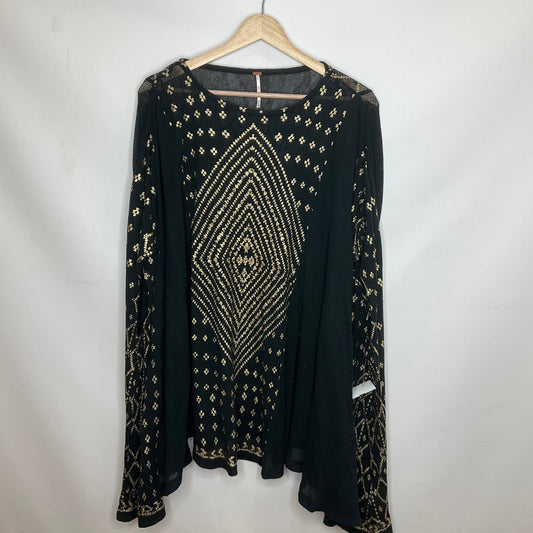 Black & Gold Top Short Sleeve Free People, Size Xs