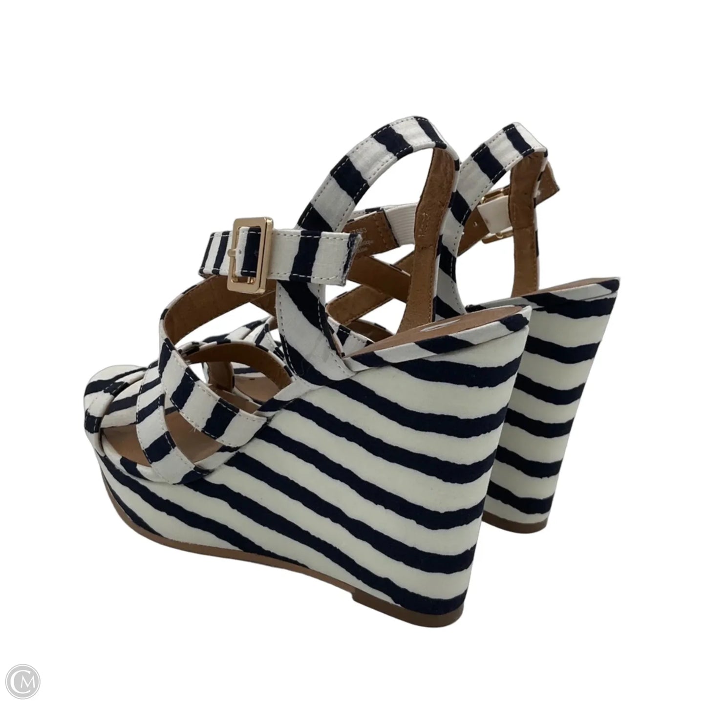 Sandals Heels Wedge By Bp In Striped Pattern, Size: 7.5
