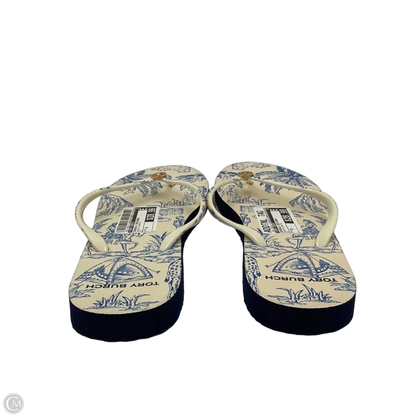 Sandals Designer By Tory Burch In Blue & White, Size: 9