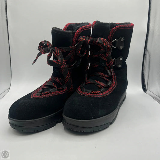 Boots Mid-calf Flats By Ugg In Black & Red, Size: 10