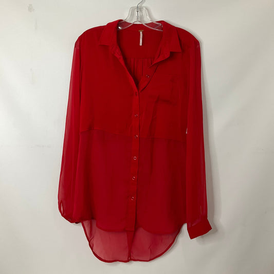 Red Top Long Sleeve Free People, Size S