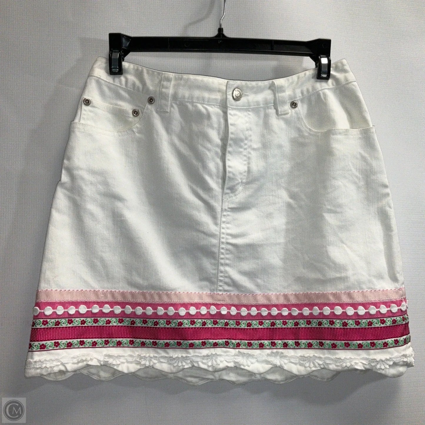 Skirt Mini & Short By Lilly Pulitzer In White Denim, Size: 0