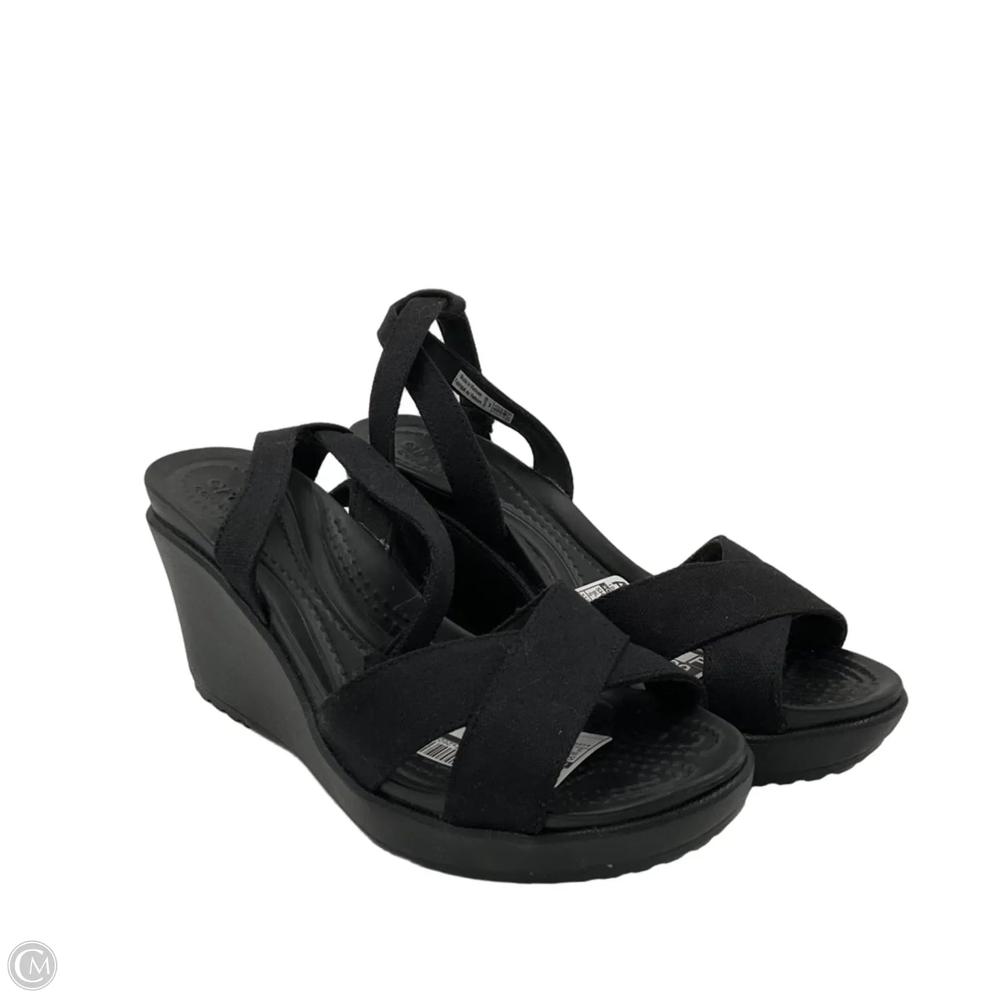 Shoes Heels Wedge By Crocs In Black, Size: 5