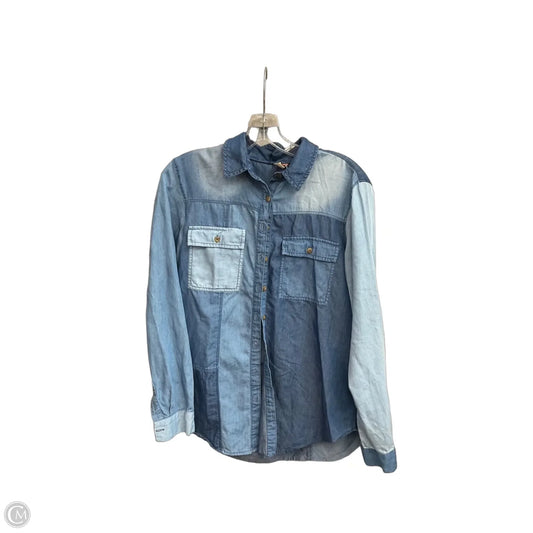 Jacket Shirt By Pilcro In Blue, Size: S