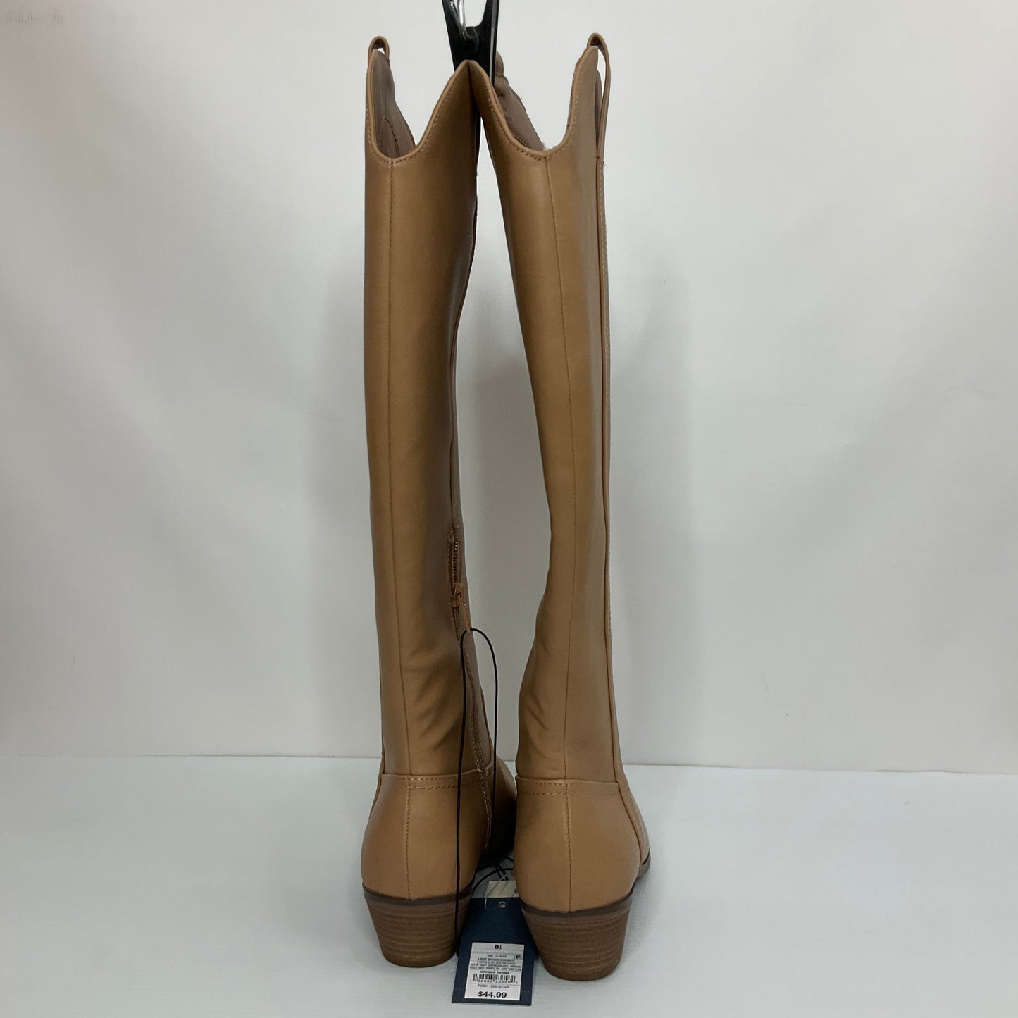 Tan Boots Knee Heels Universal Thread, Size 8.5