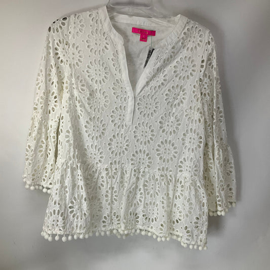 Top Long Sleeve By Lilly Pulitzer In White, Size: S