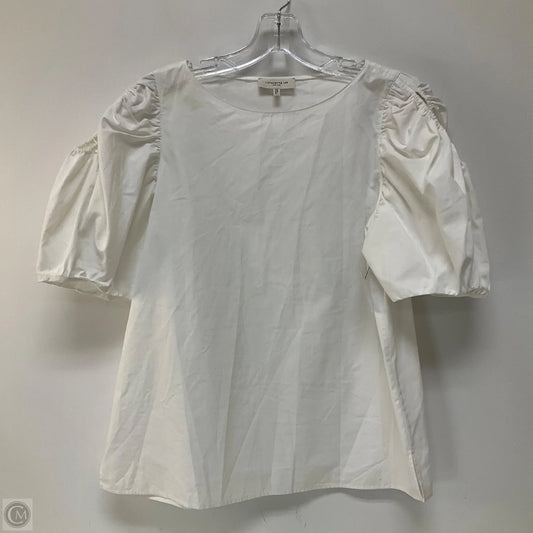 Top Short Sleeve Designer By Lafayette 148 In White, Size: S