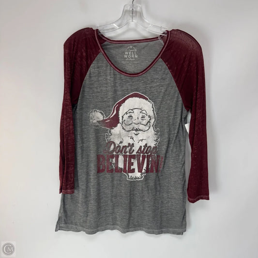 Top Long Sleeve By Clothes Mentor In Grey, Size: Xl