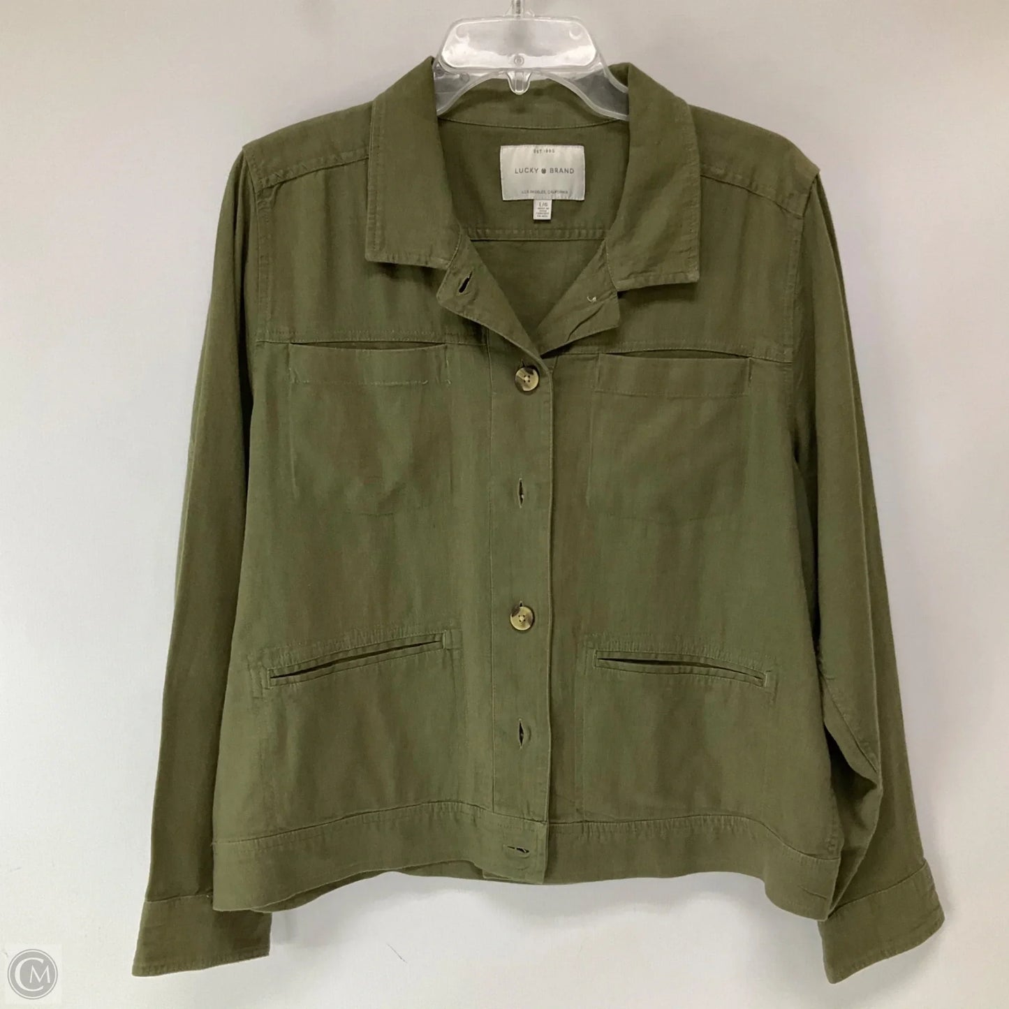 Jacket Shirt By Lucky Brand In Green, Size: L