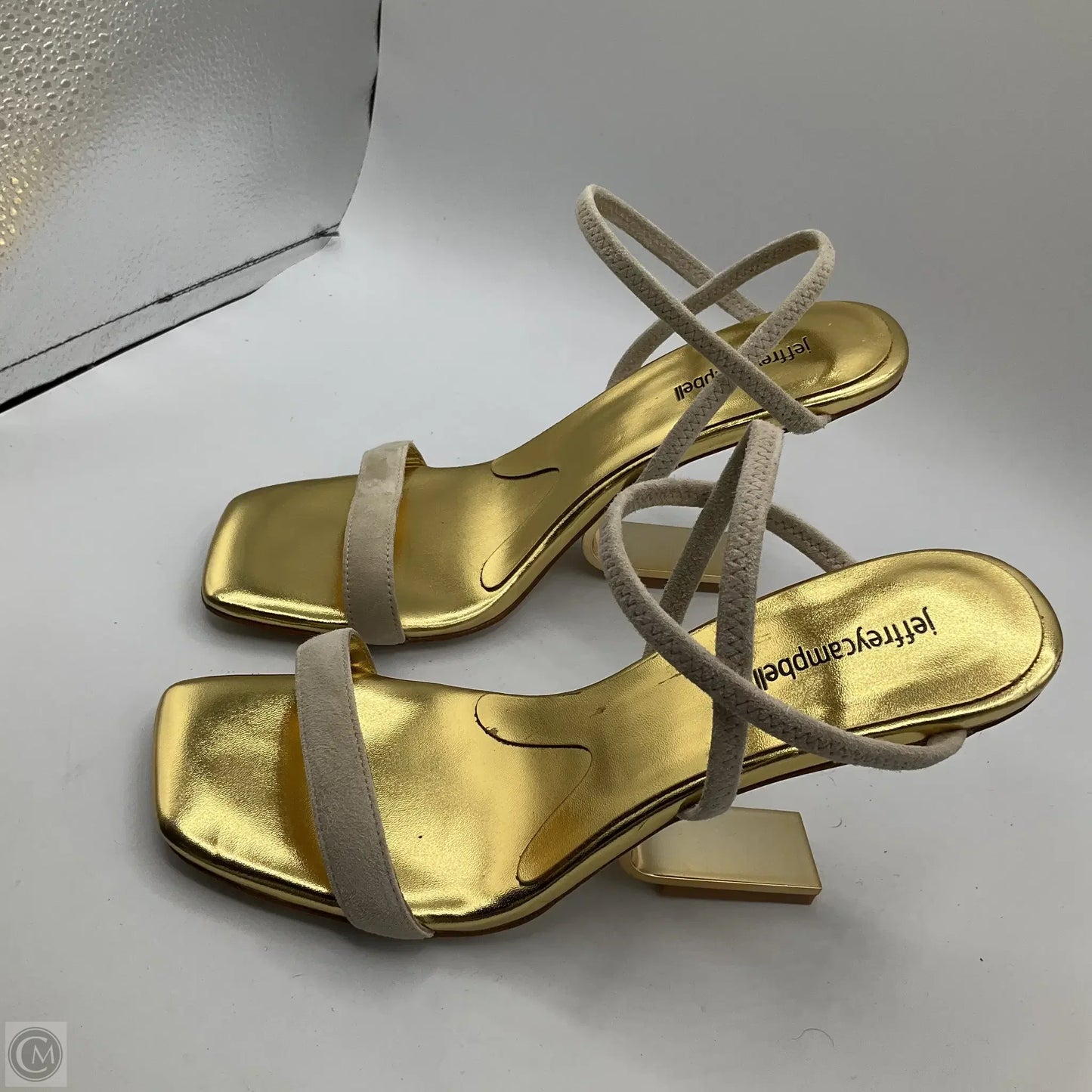 Sandals Heels Block By Jeffery Campbell In Gold, Size: 10