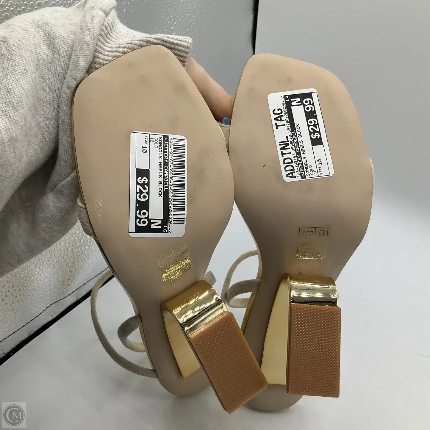 Sandals Heels Block By Jeffery Campbell In Gold, Size: 10