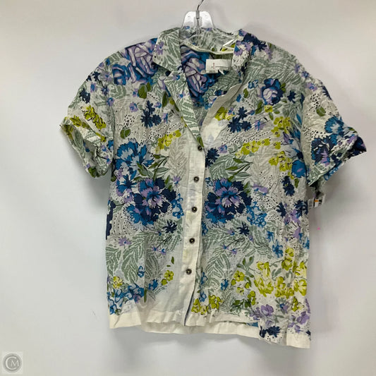 Top Short Sleeve By Anthropologie In Floral Print, Size: M