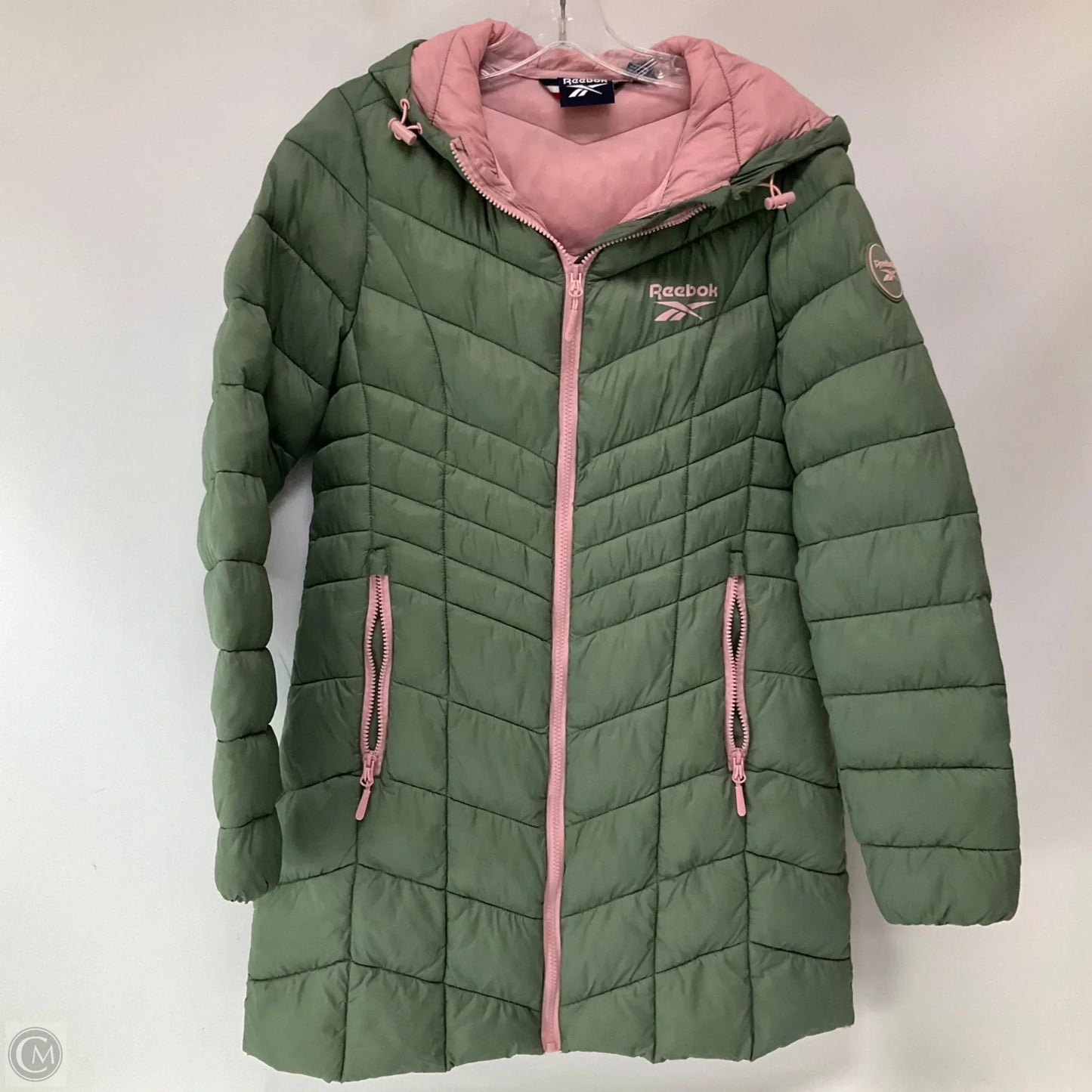 Coat Puffer & Quilted By Reebok In Green & Pink, Size: S