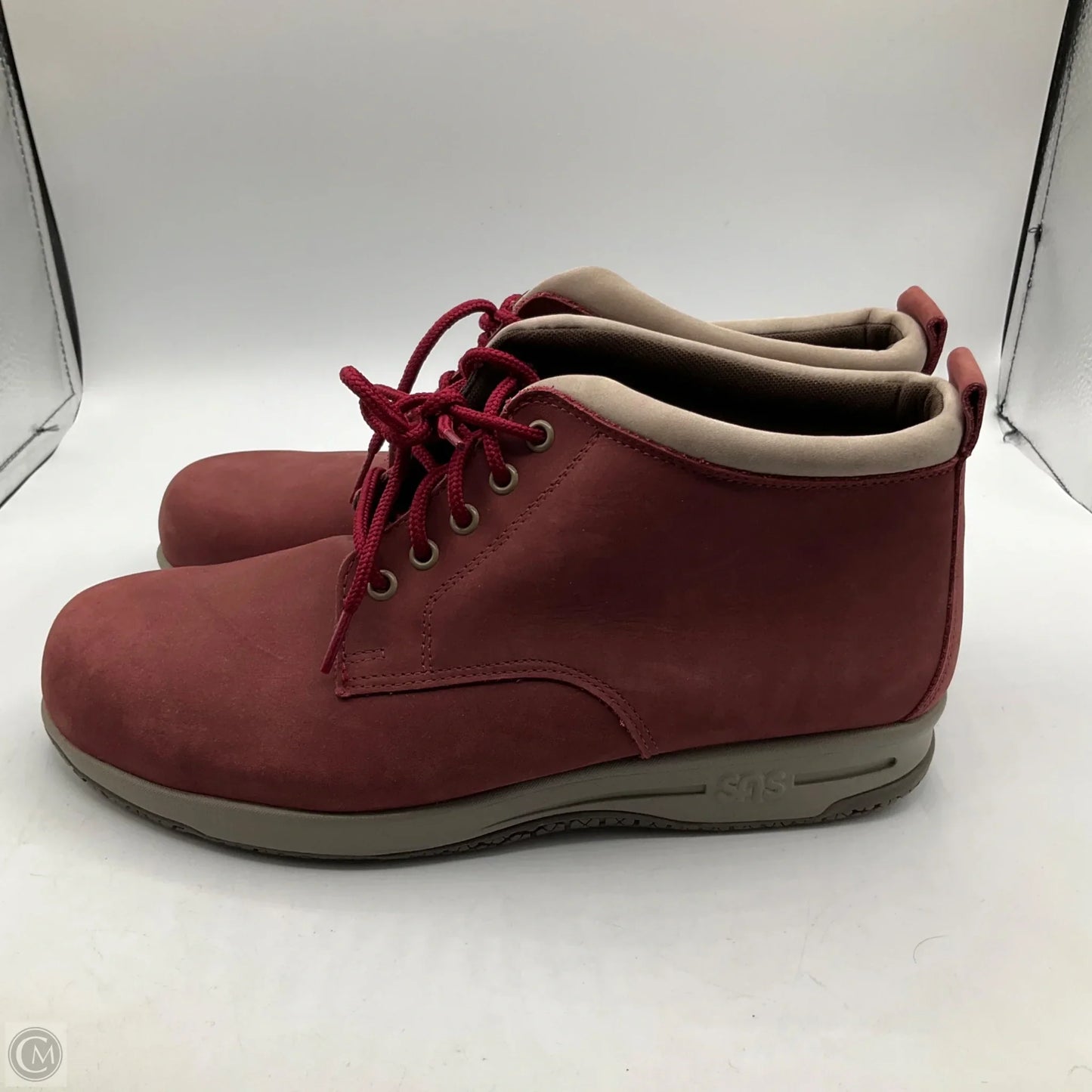 Boots Ankle Heels By Sas In Maroon, Size: 9.5