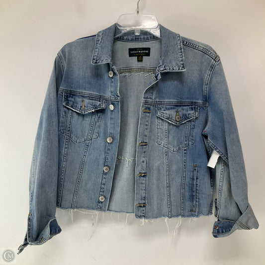 Jacket Denim By Lucky Brand In Blue Denim, Size: L