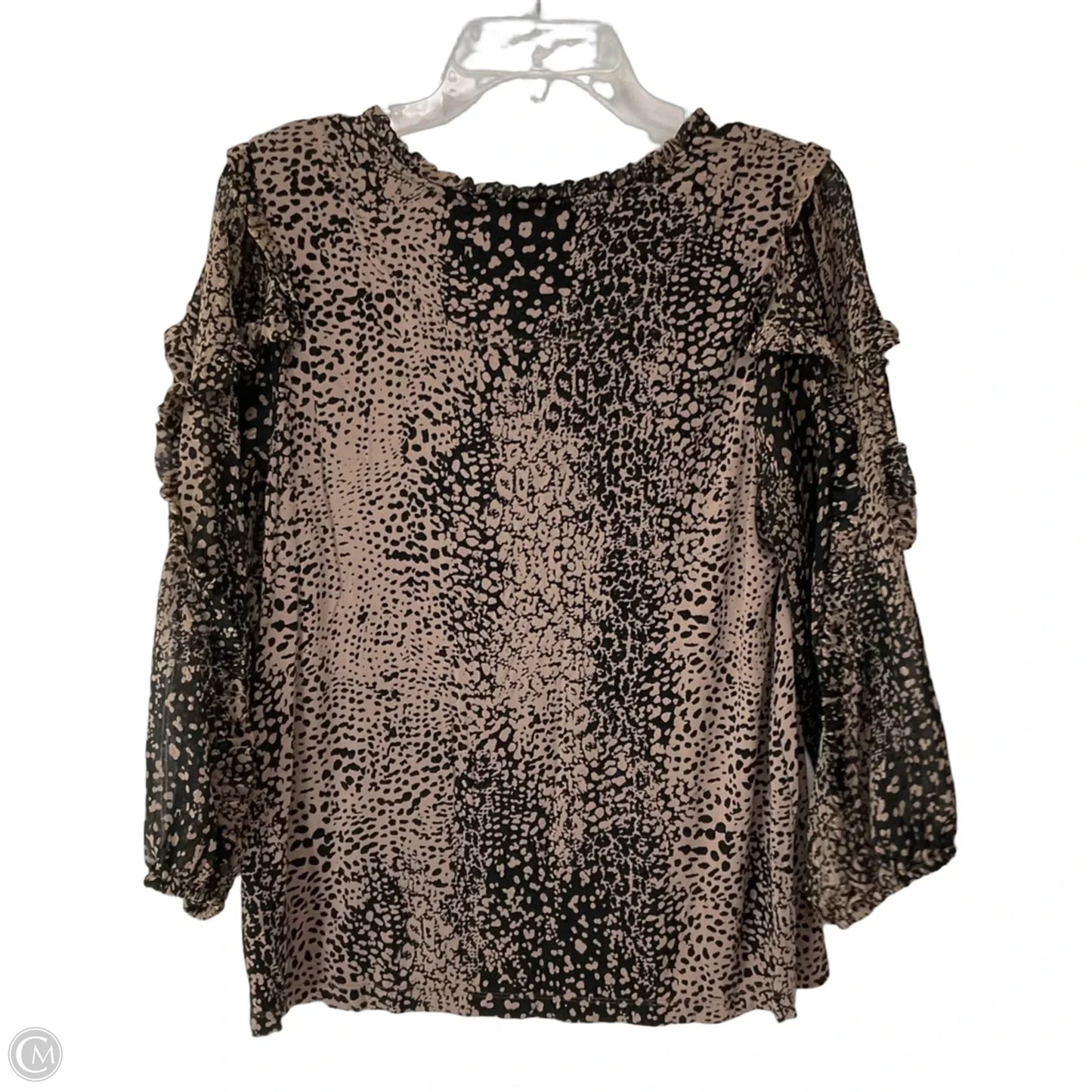 Top Long Sleeve By Maeve In Black & Tan, Size: M