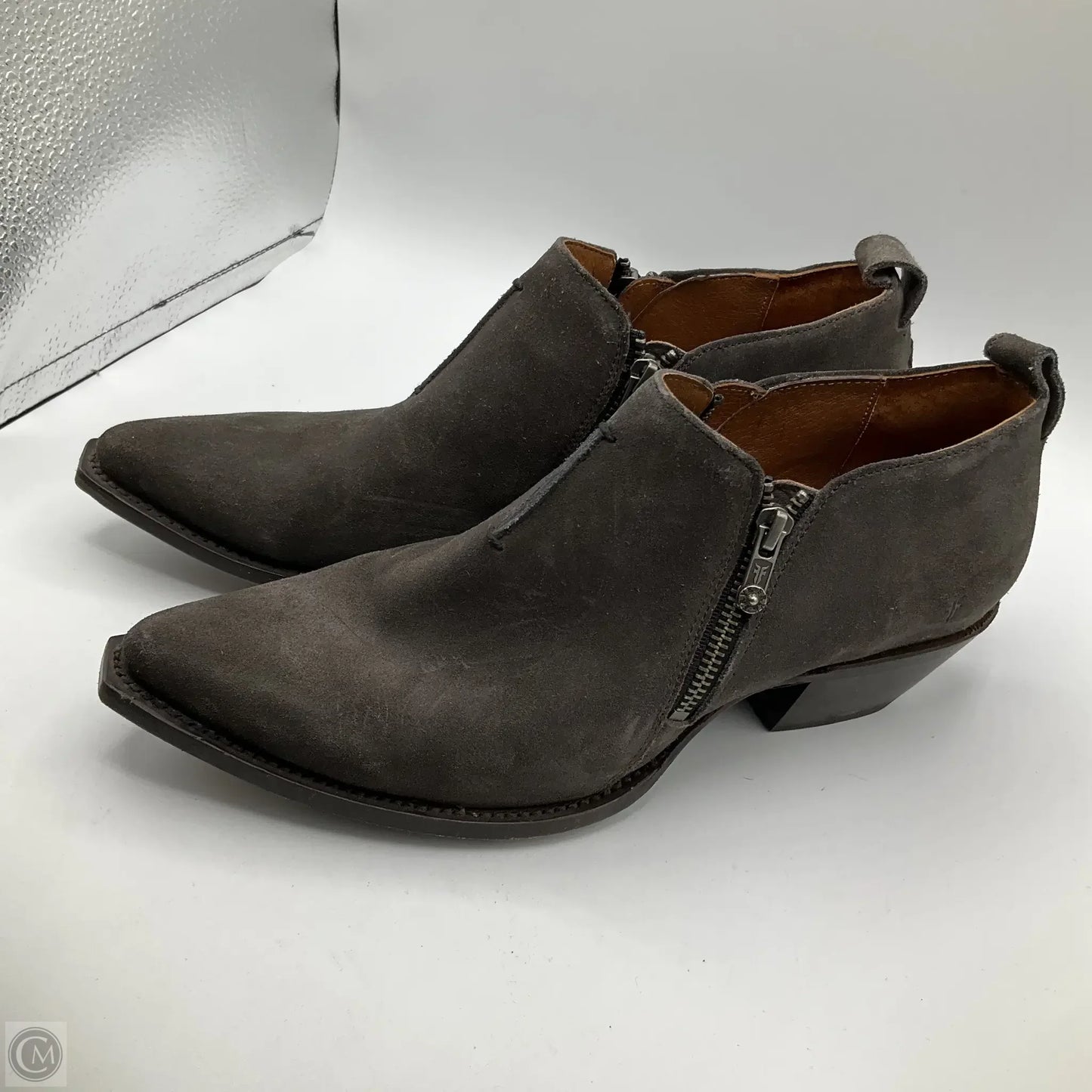 Boots Ankle Heels By Frye In Grey, Size: 11