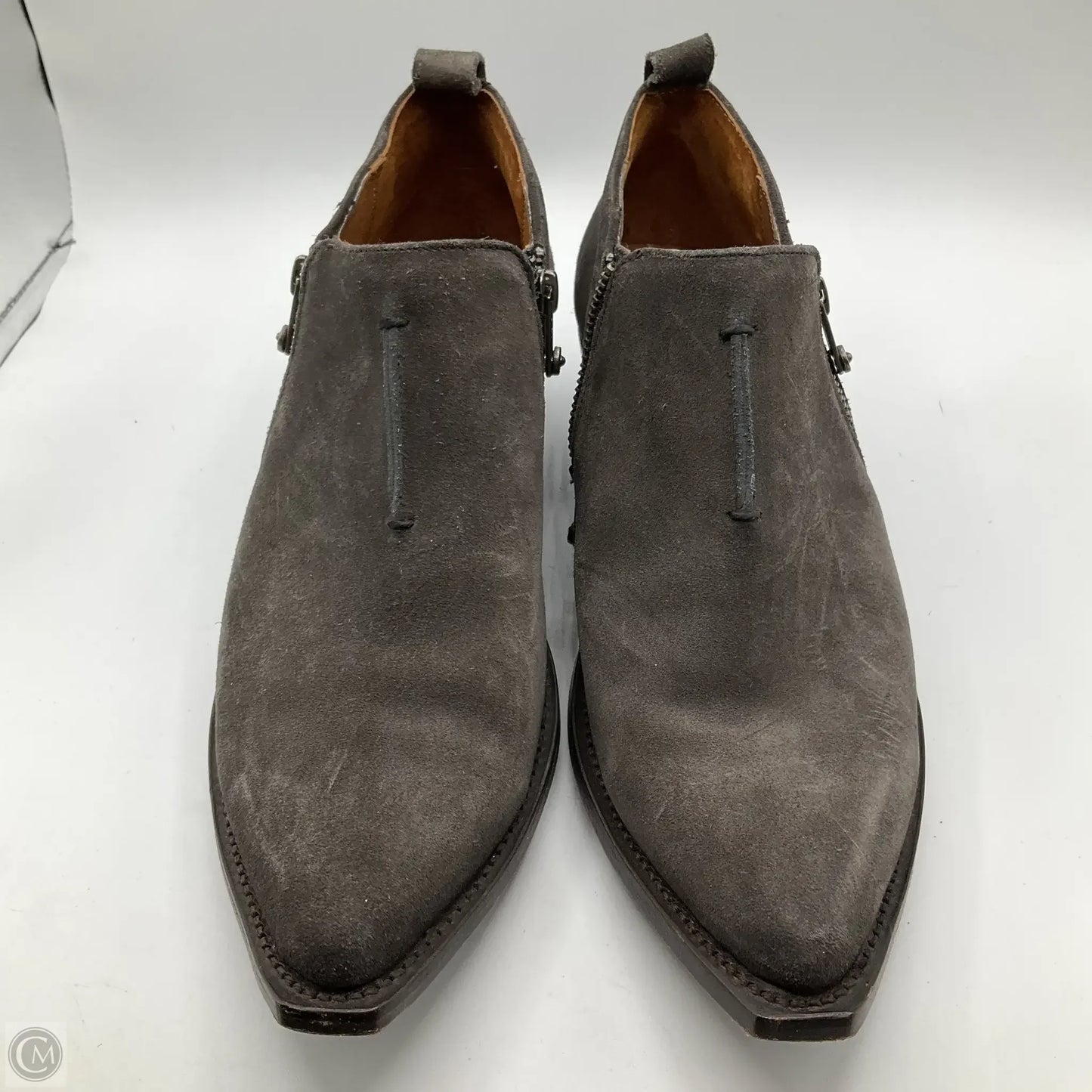 Boots Ankle Heels By Frye In Grey, Size: 11