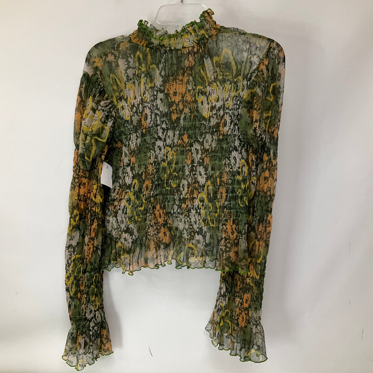 Green & Yellow Top Long Sleeve Free People, Size M
