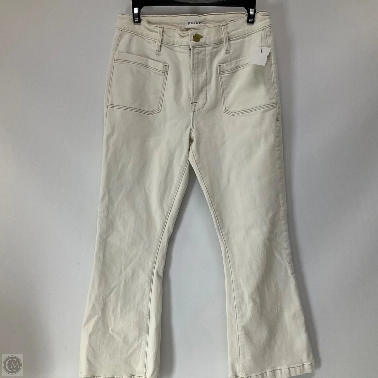 Jeans Flared By Frame In Cream Denim, Size: 4