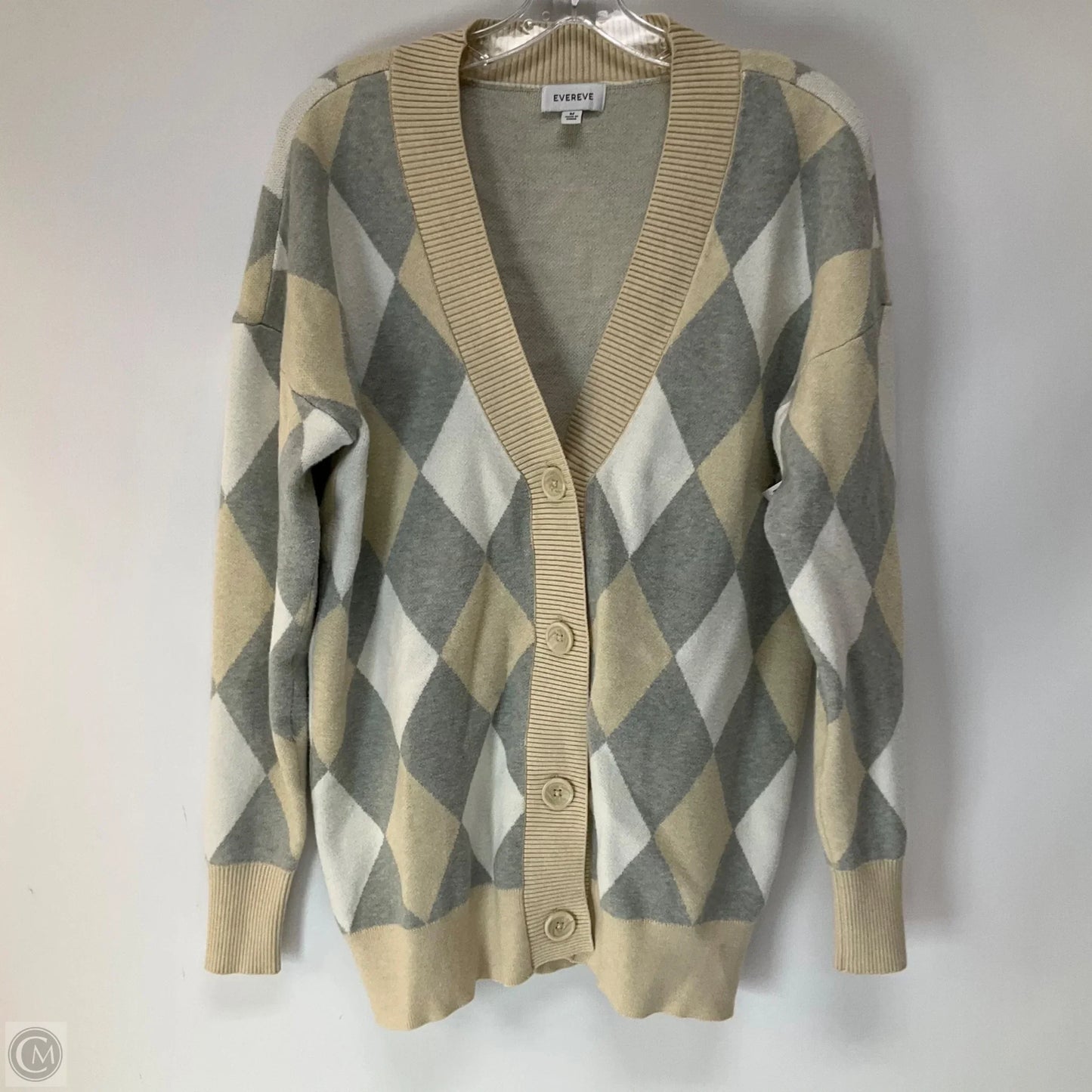 Sweater Cardigan By Evereve In Grey & Tan, Size: M