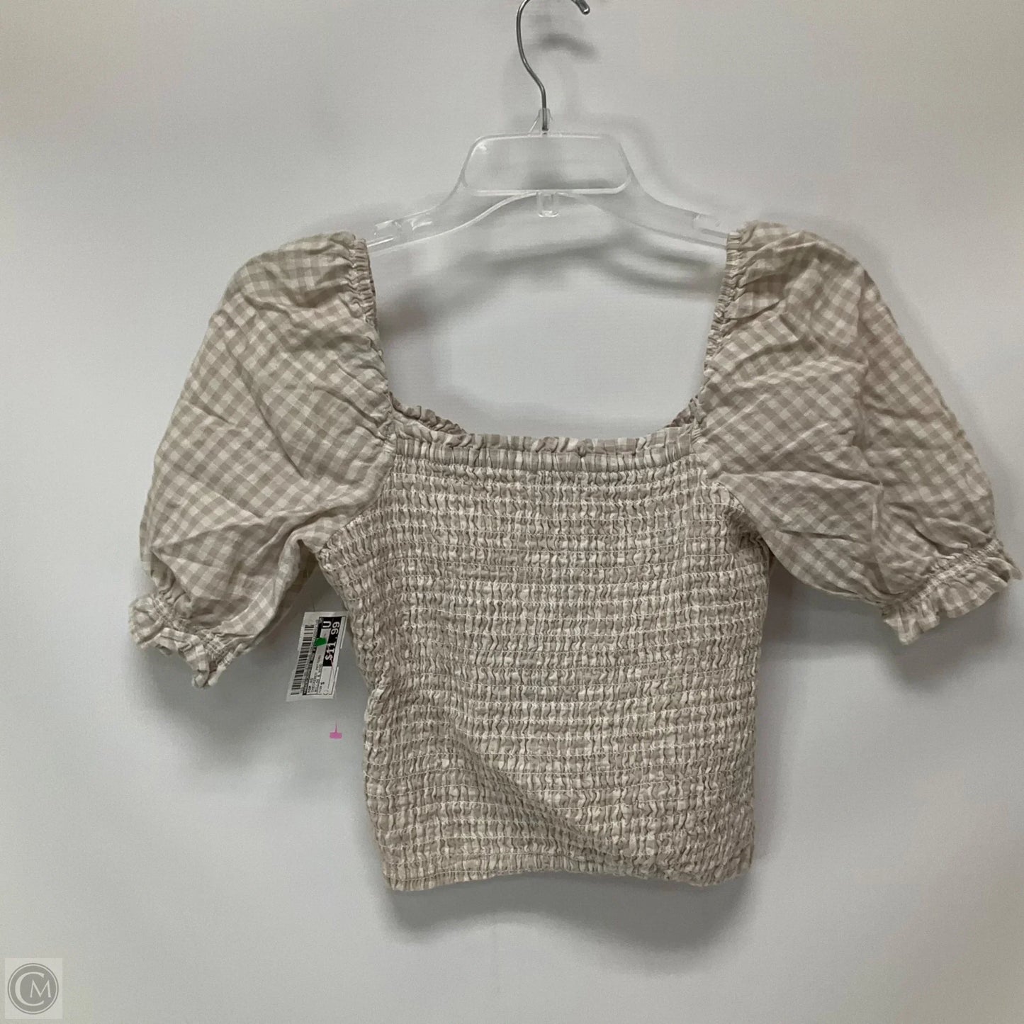 Top Short Sleeve By Abercrombie And Fitch In Checkered Pattern, Size: S