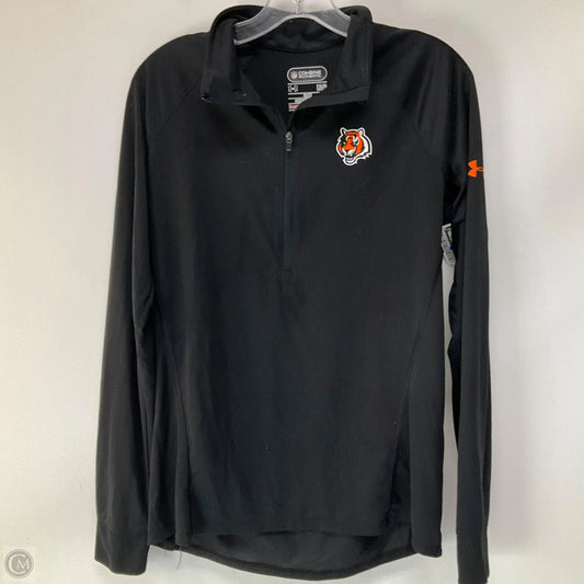 Athletic Top Long Sleeve Collar By Nfl In Black & Orange, Size: L