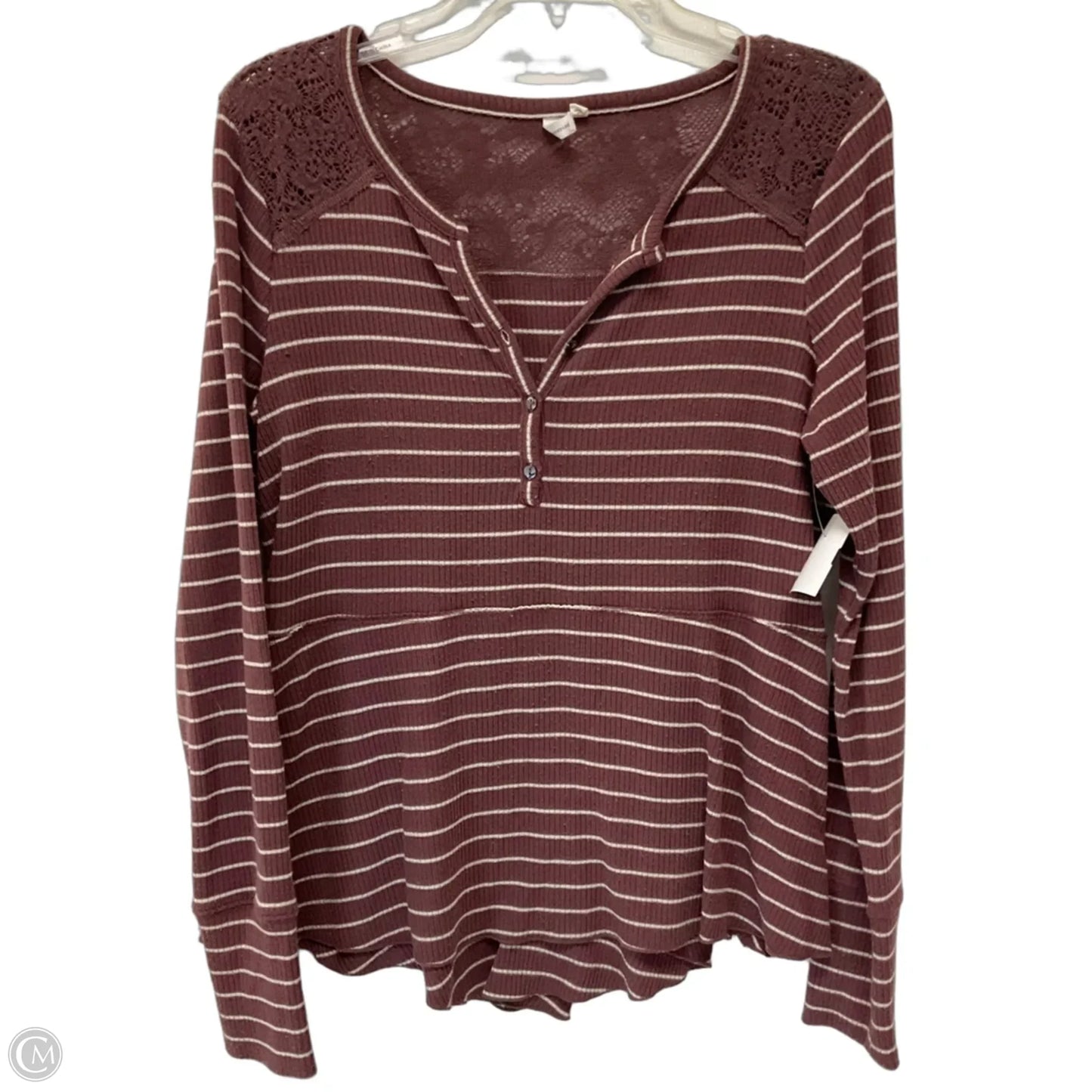 Top Long Sleeve By Anthropologie In Striped Pattern, Size: S